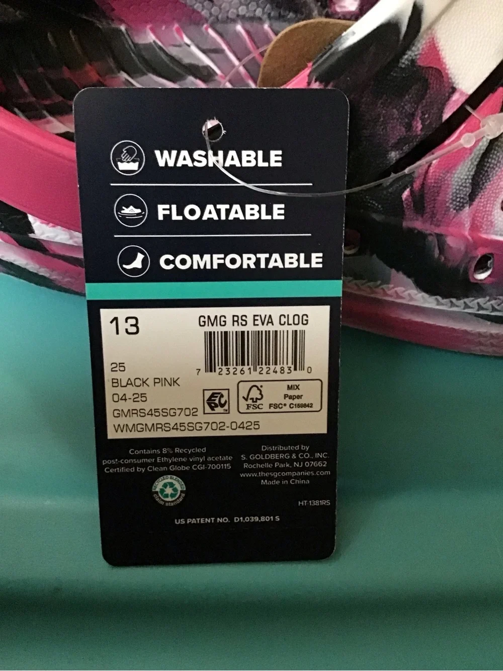 Kids Slip-On Clogs in Pink White and Black - Comfortable Water Shoes size 13